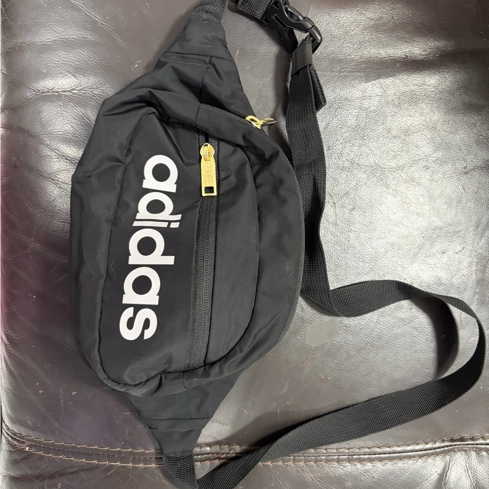 Adidas Black Belt Bag with Gold Accent
